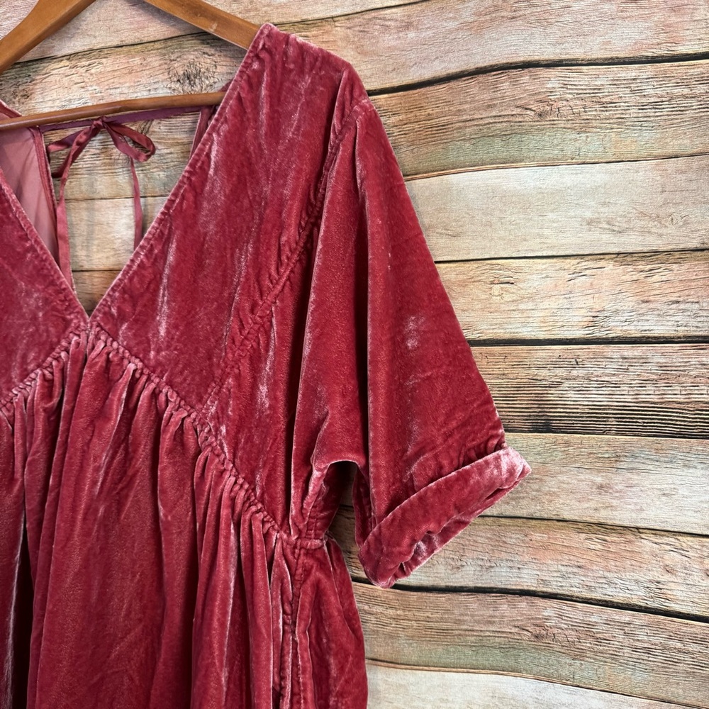 Free People Ivy Mauve Pink Crushed Velvet V Neck Mini Dress Size Small - Picture 4 of 12